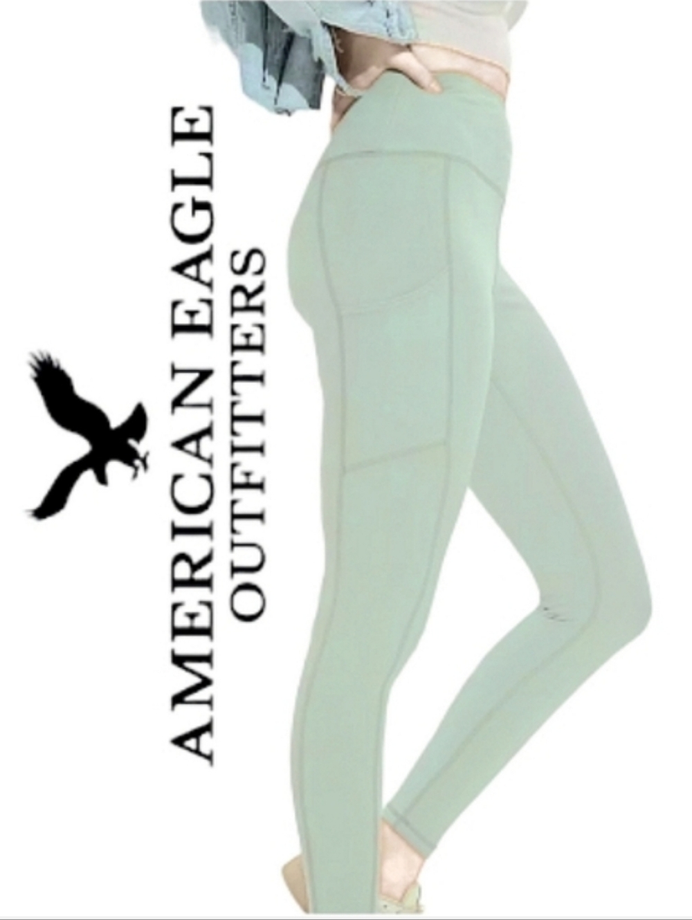 American Eagle The Everything Legging Pockets High Waist Mint Green XS NWT